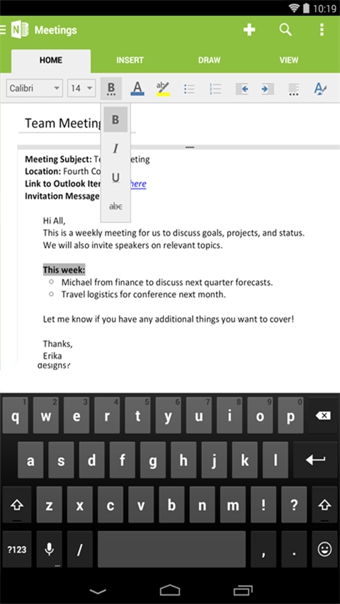 OneNote app